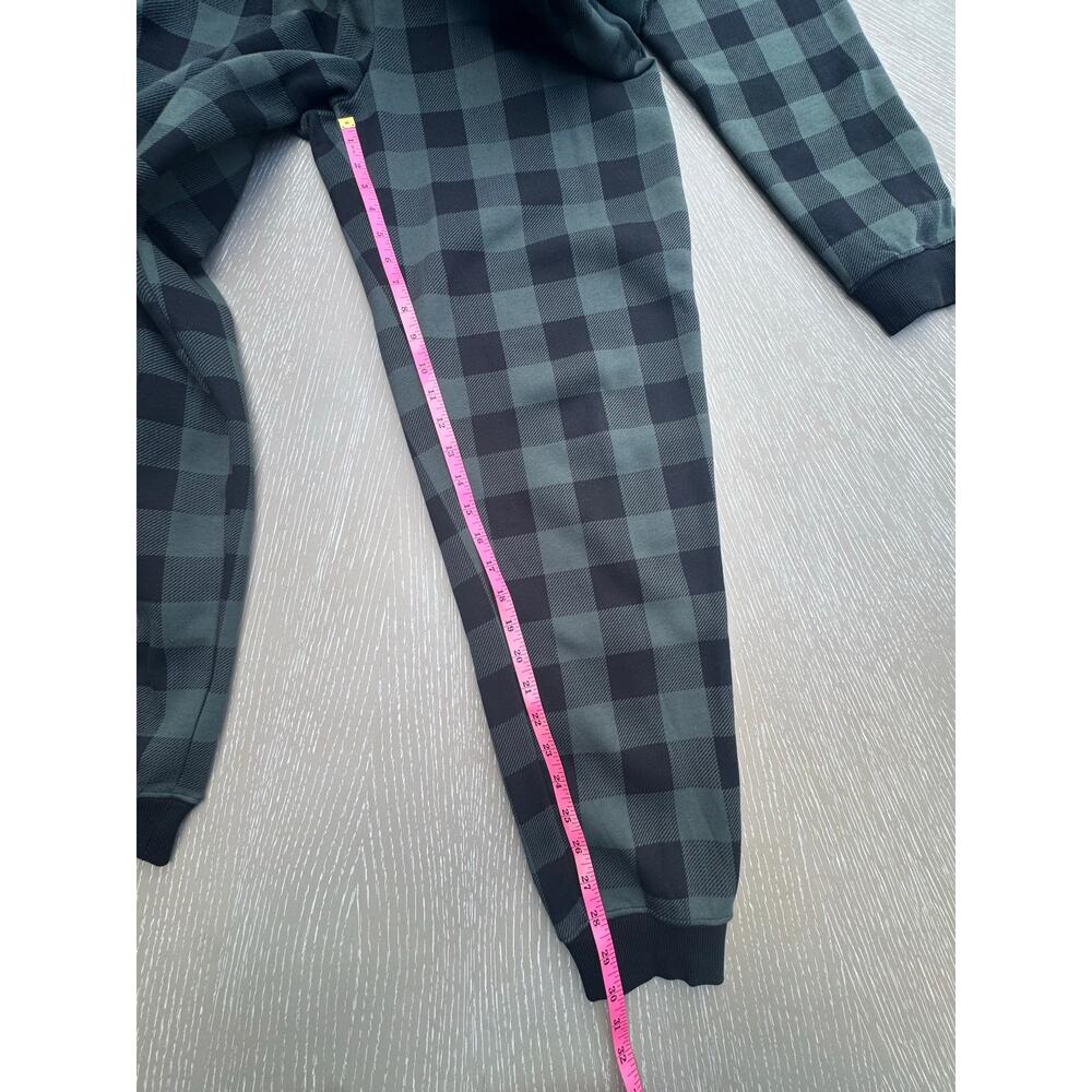 Fabletics Hooded One Piece Pajama Lounge Romper Gray Buffalo Plaid M TALL - Picture 6 of 8